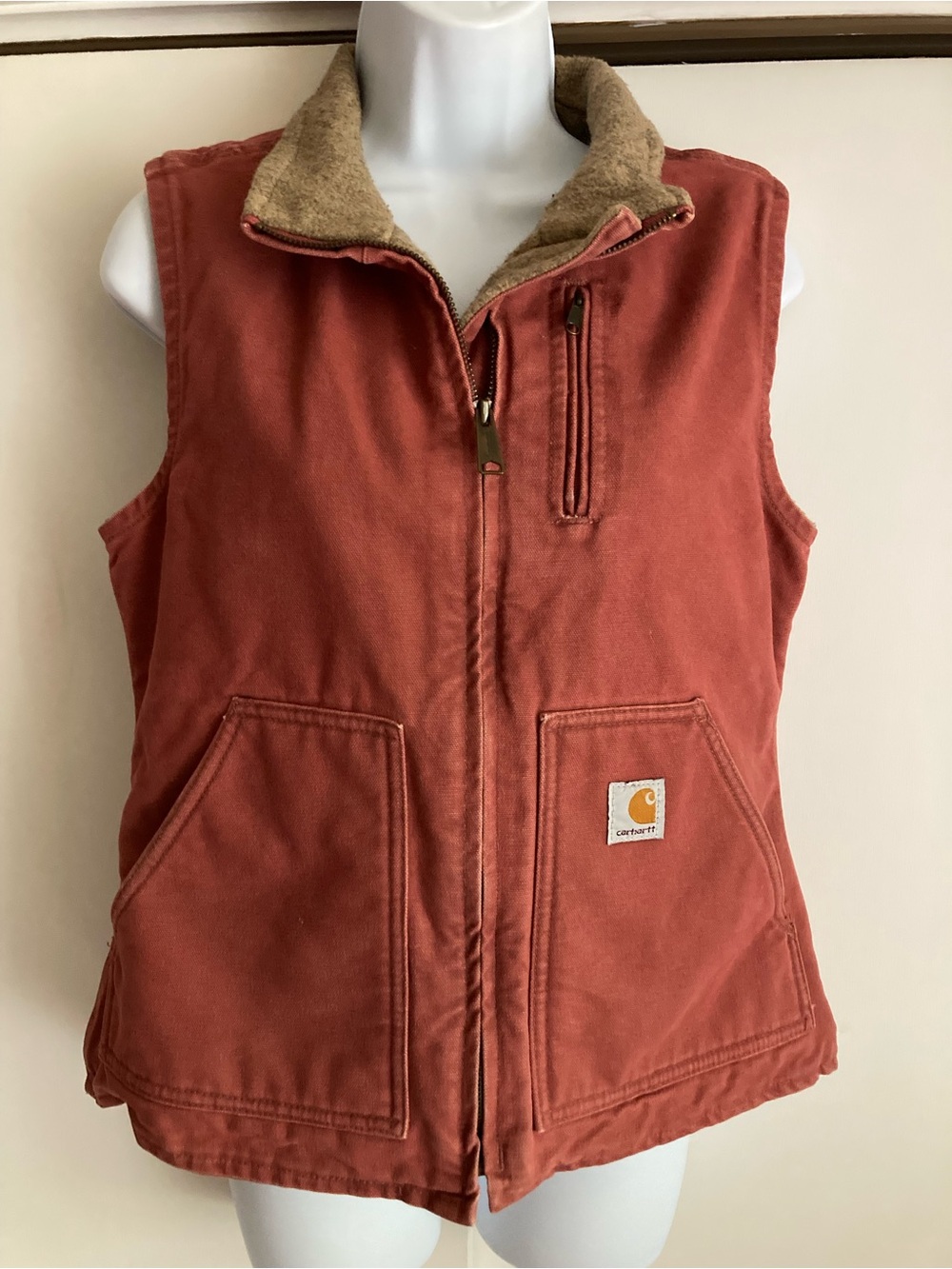 Carhartt For Women Fleece Lined Zip Duck Mock Neck Canvas Vest WV001 #14806, XS